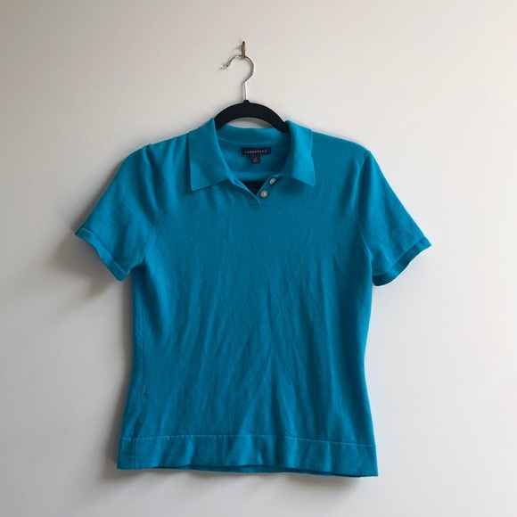 Land’s End turquoise knit polo, 100% kaschmir/cashmere, S - Picture 1 of 5